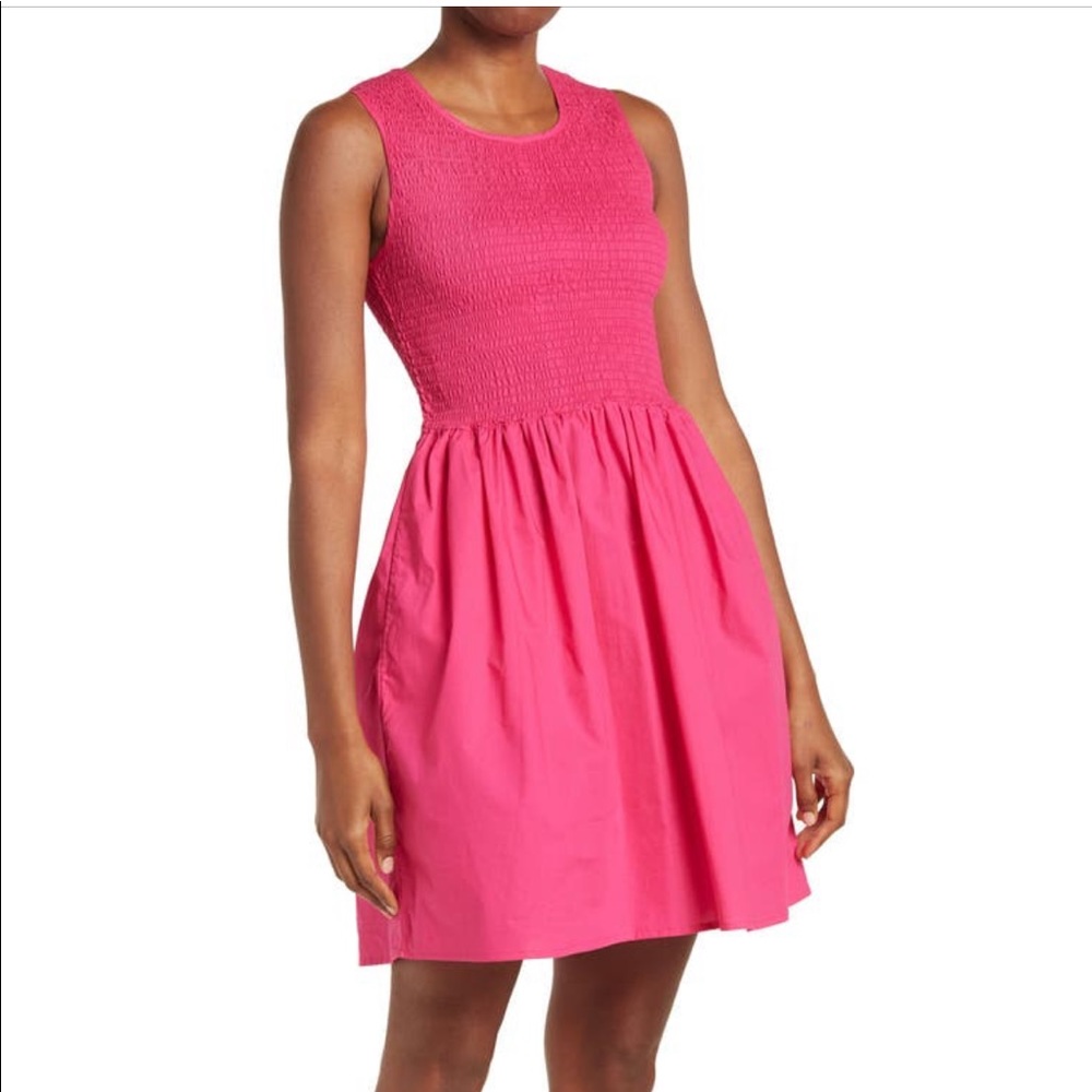 French Connection Rhodes smocked poplin dress, size 8.